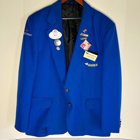 HTF Washington DC Travelers Aid Men’s Blue Blazer Sz Large Metropolitan Airports - Picture 1 of 14